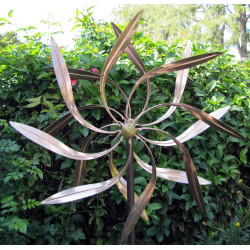 Stanwood Wind Sculpture Kinetic Copper Wind Sculpture, Dual Spinner Dancing Willow Leaves