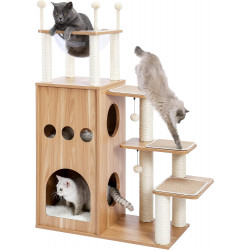 Made4Pets Cat Tree Modern Cat Tower Featuring with Fully Sisal Covering Scratching Posts, Deluxe Condos and Large Space Capsule