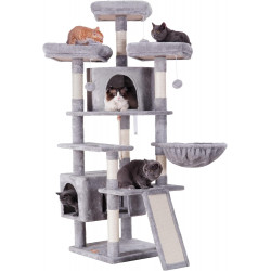 Heybly Árbol para gatos grande torre para gatos de interior, muebles para gatos de varios niveles para gatos con 3 perchas