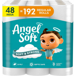 Angel Soft Papel higiénico, 48 megarrollos  192 rollos regulares, papel higiénico de 2 capas